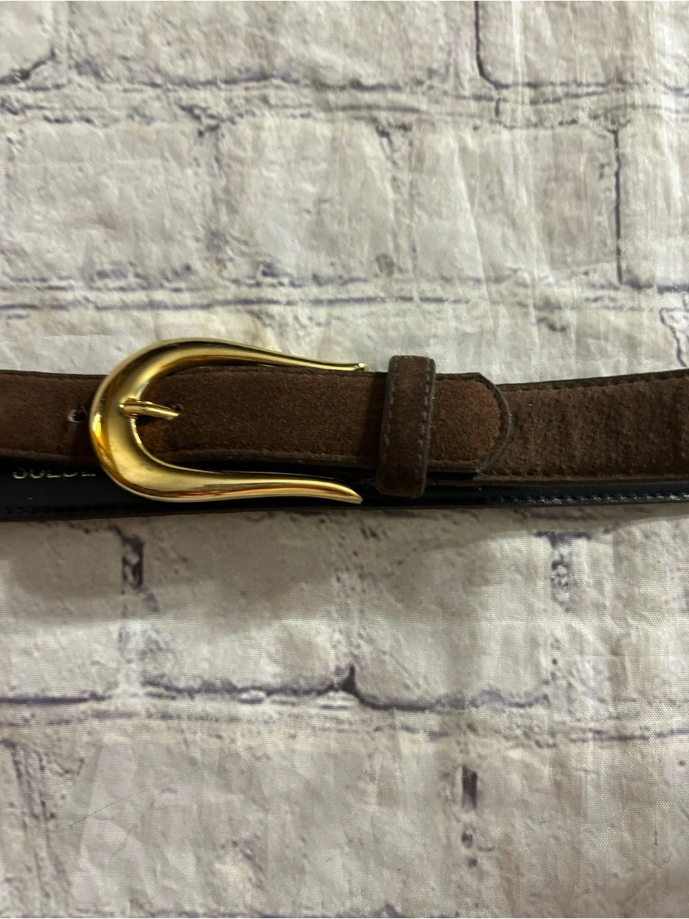 GENUINE SUEDE CHOCOLATE BROWN WOMEN’S BELT GOLD TONE BUCKLE SIZE XL